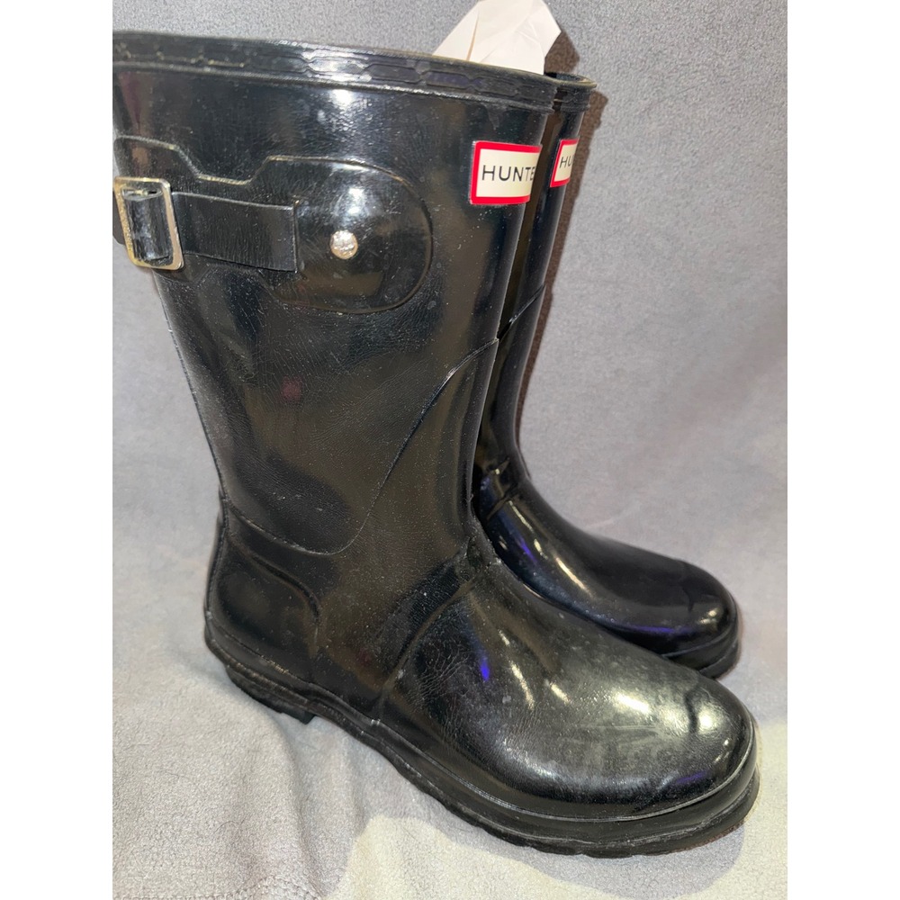 Hunter Original Short Gloss Black Waterproof Rain Boots Womens Size 9 US 7 UK